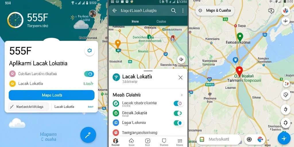 Tampilan utama aplikasi 555F yang menunjukkan fitur pelacakan lokasi.