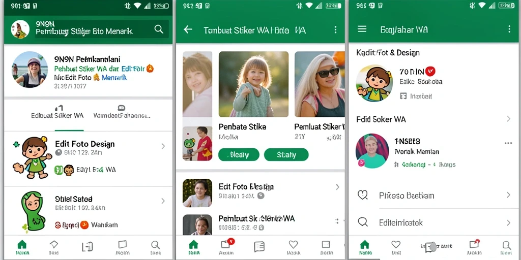 Antarmuka intuitif aplikasi Pembuat Stiker WA 9N9N.