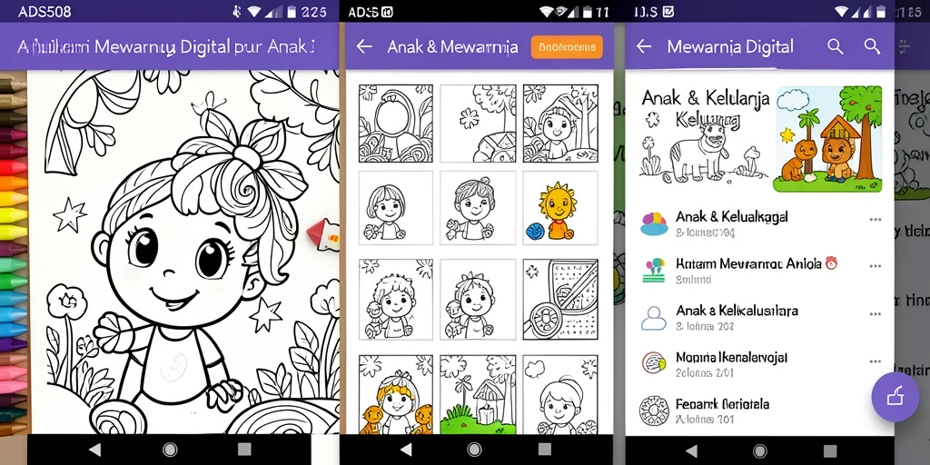 Antarmuka <strong>ADS508</strong> yang menarik dalam aktivitas mewarnai digital.