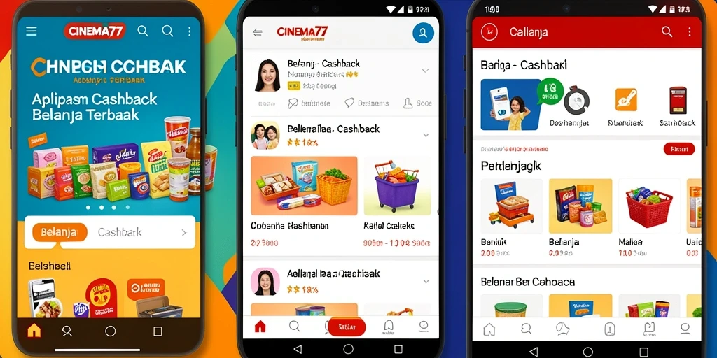 Tampilan antarmuka aplikasi CINEMA77 dengan fungsi Cashback yang mudah diakses.