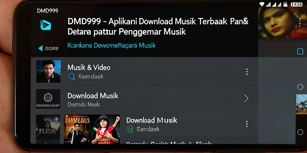 Tampilan antarmuka DMD999 yang menarik untuk Download Musik.