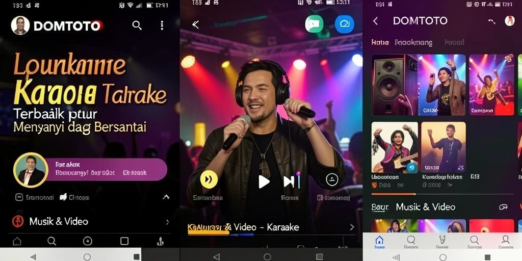 Antarmuka aplikasi DOMTOTO yang menarik dan interaktif untuk Karaoke.