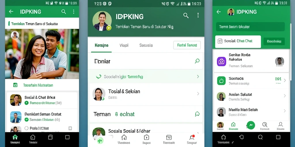 Tampilkan antarmuka aplikasi IDPKING saat mencari teman baru.